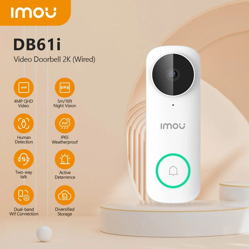 Timbre Inteligente IMOU DB61i con Visión Nocturna e Impermeable