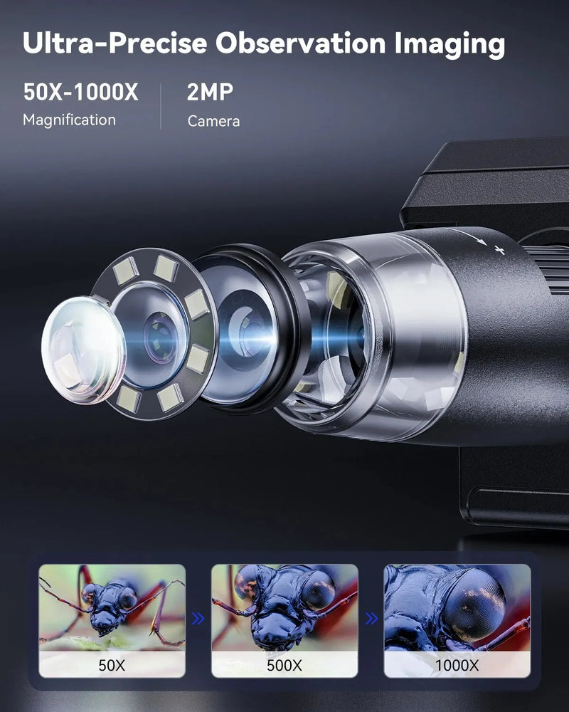 Microscopio Digital con Pantalla de 4,3" 1080P 50-1000x