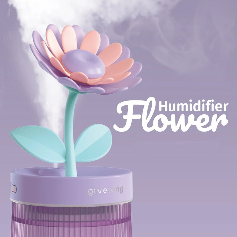 Humidificador Portátil USB con Forma de Flor y con Luz