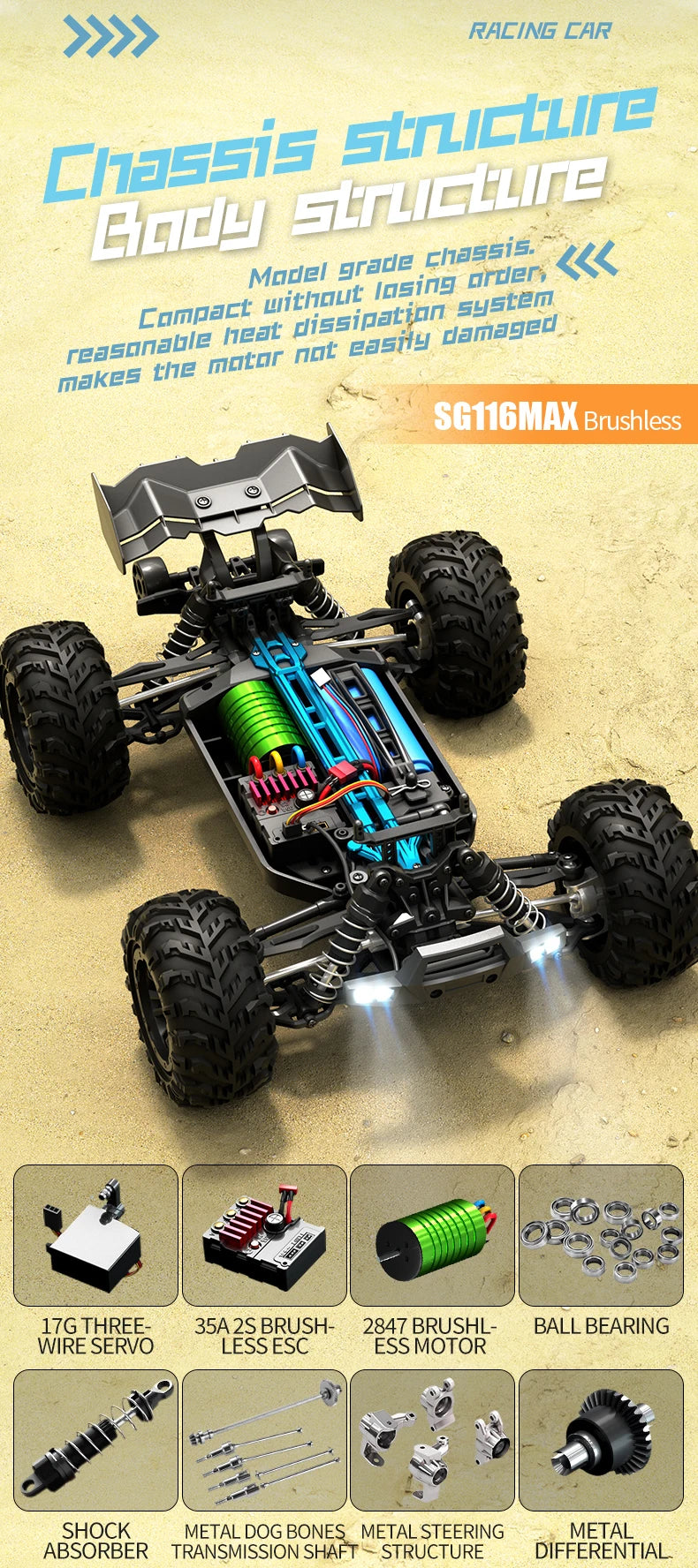 Coche Todoterreno 4x4 RC de Alta Velocidad 2.4G