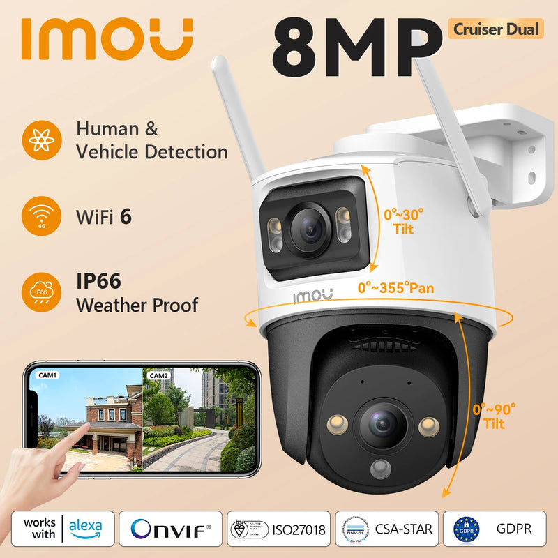 Cámara de Vigilancia IMOU Cruiser Dual para Exteriores de 8MP 128GB