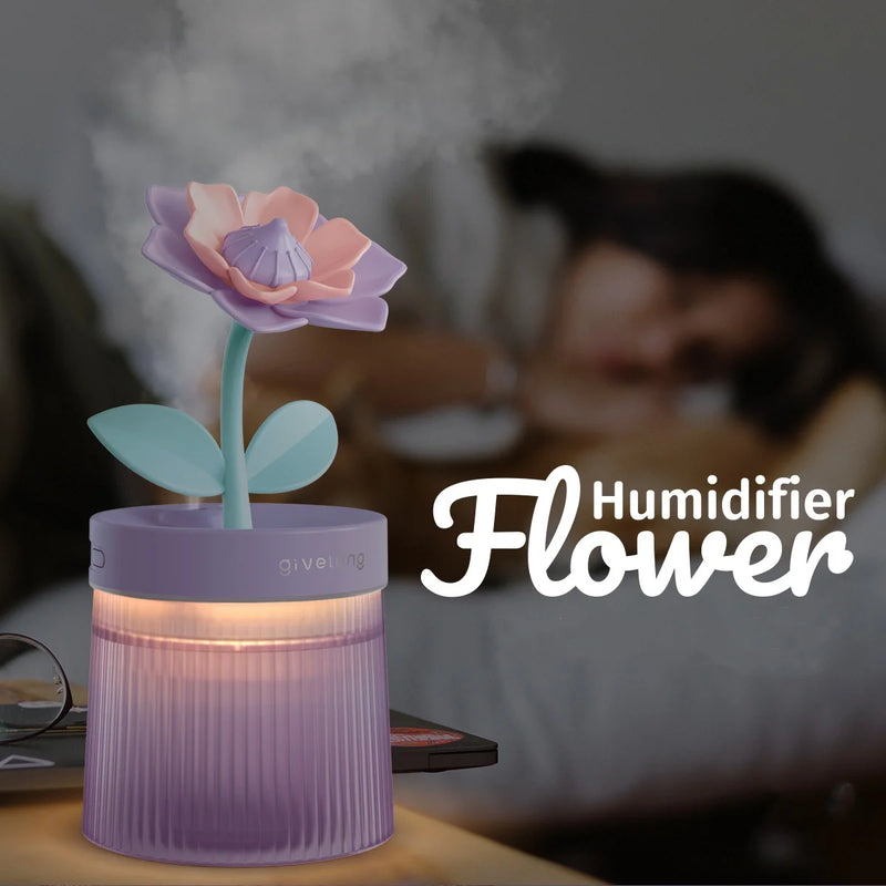 Humidificador Portátil USB con Forma de Flor y con Luz