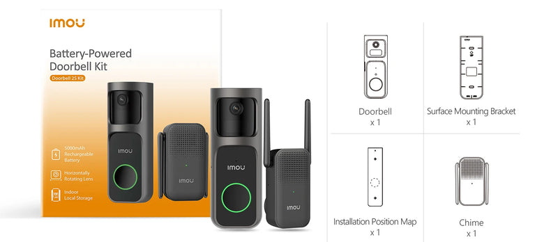 Timbre Inteligente Inalámbrico e Impermeable Imou Doorbell 2S Kit 3MP