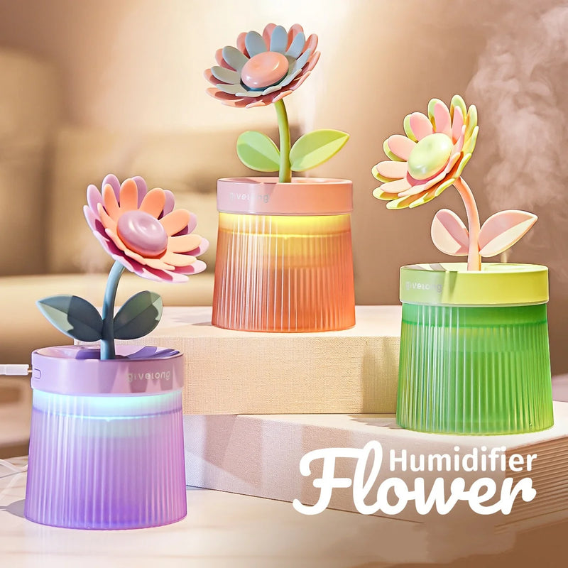 Humidificador Portátil USB con Forma de Flor y con Luz