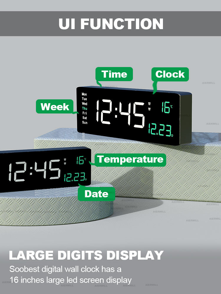 Reloj de Pared Digital con Pantalla LED