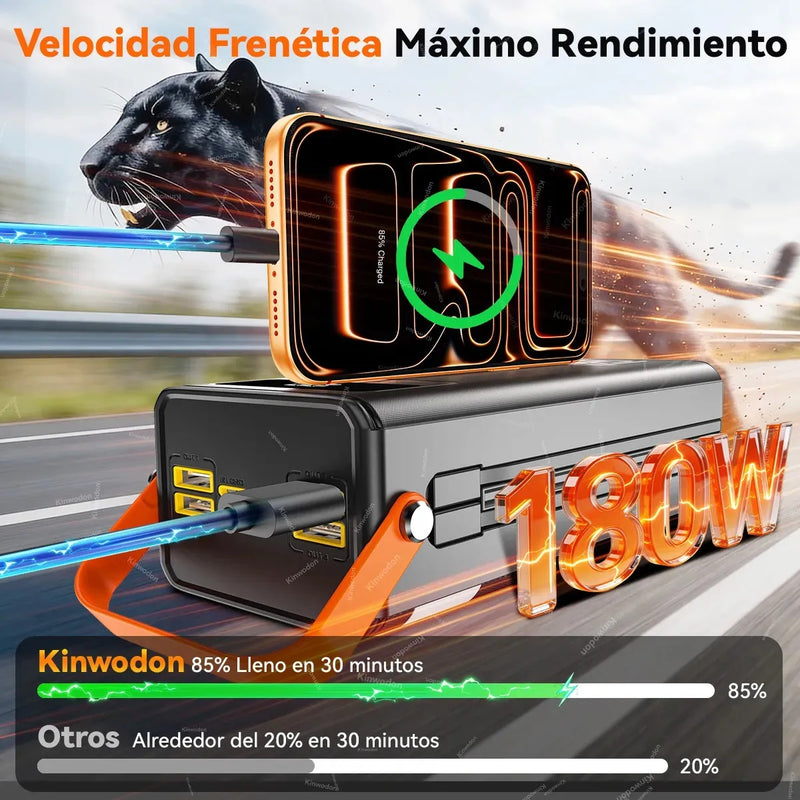 Power Bank 80000mAh Batería Portátil 180W con Lámpara