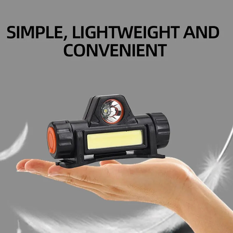 Linterna Frontal LED Recargable USB COB, Super Brillante, Impermeable y Magnética