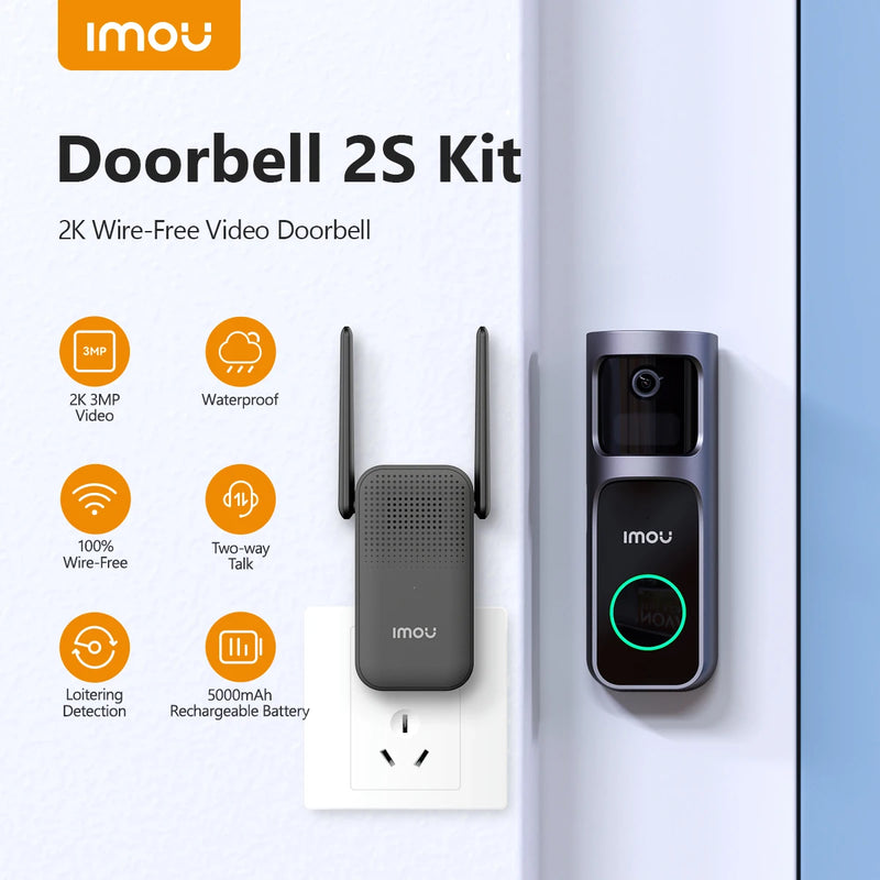 Timbre Inteligente Inalámbrico e Impermeable Imou Doorbell 2S Kit 3MP