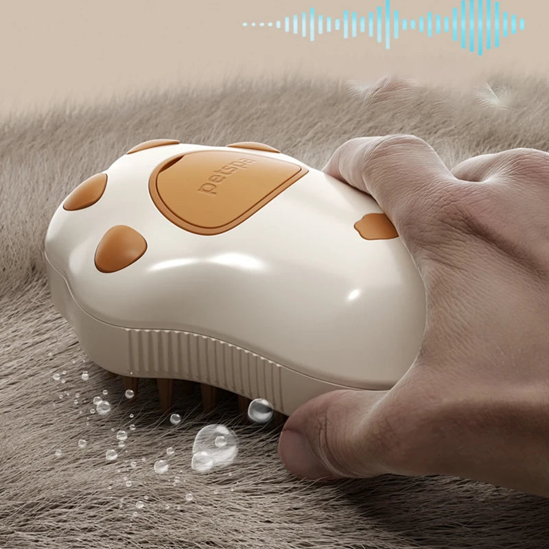 Cepillo a Vapor 3 en 1 para Mascotas, Eléctrico con Spray, Masaje y Eliminación de Pelo