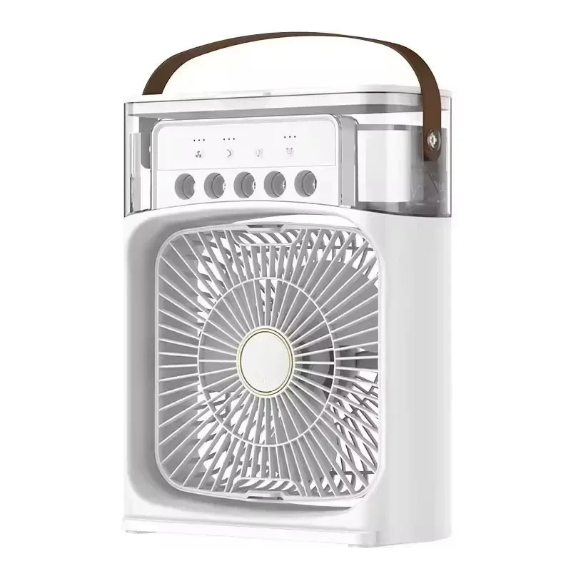 Mini Enfriador de Aire 3 en 1 Portátil con USB, Humidificador y Luz LED