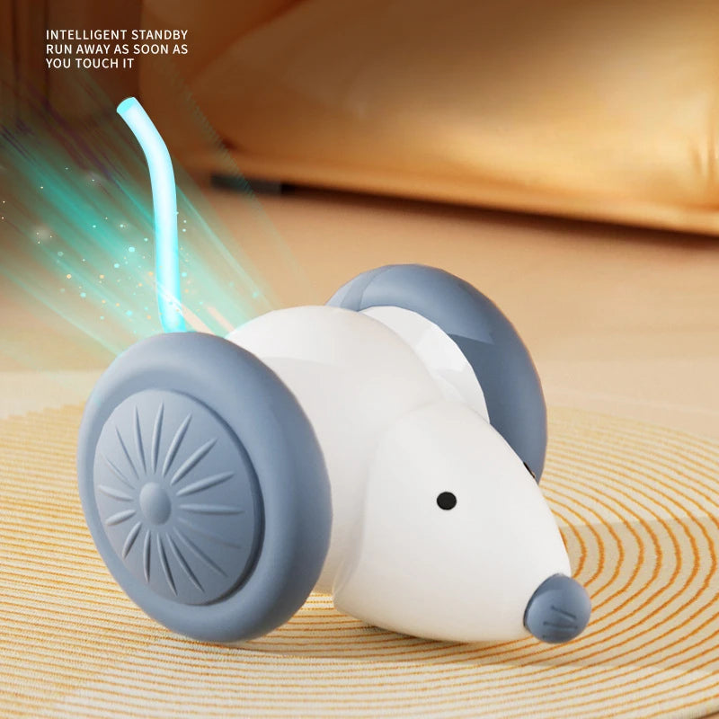 Juguete Interactivo Ratón Automático Para Gatos - Recargable USB, Evita Obstáculos, Luces LED, Ruedas Reemplazables