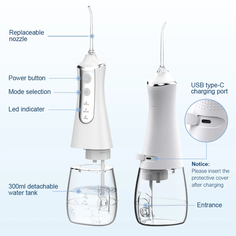 Irrigador Dental Recargable por USB con Tanque de 300ml