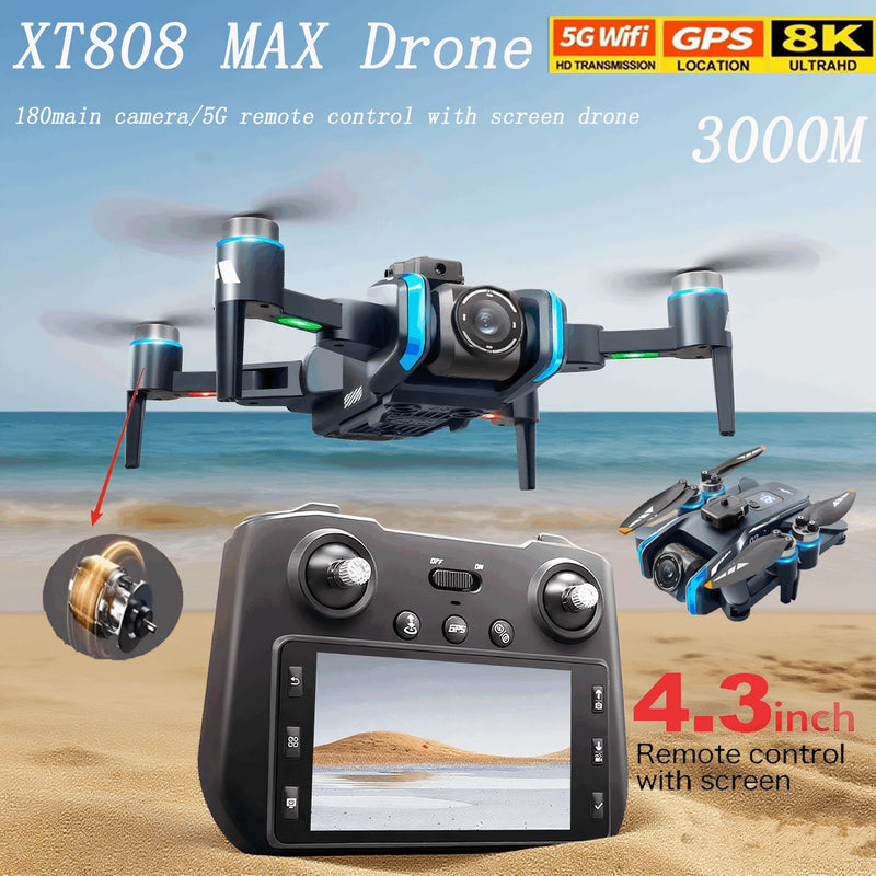 Drone GPS XT808 con Control de Pantalla de 4,3" y Resolución 8K