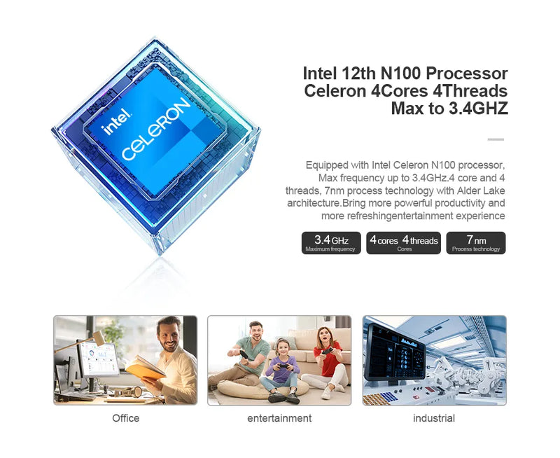 Mini PC SSD Windows 11 Dual LAN Intel Celeron N100