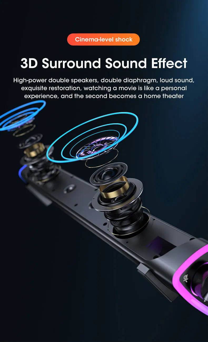 Altavoz Bluetooth 4D para Escritorio Subwoofer de Sonido Estéreo