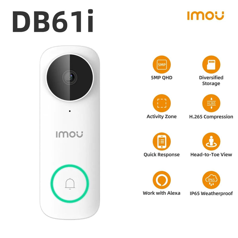 Timbre Inteligente IMOU DB61i con Visión Nocturna e Impermeable