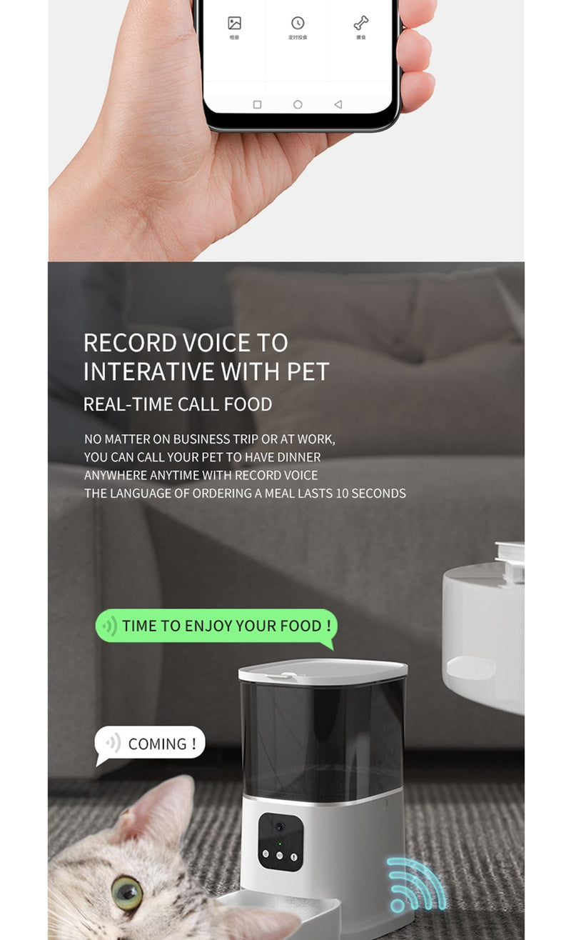 Alimentador Automático Para Mascotas con Cámara de 6 y 3L