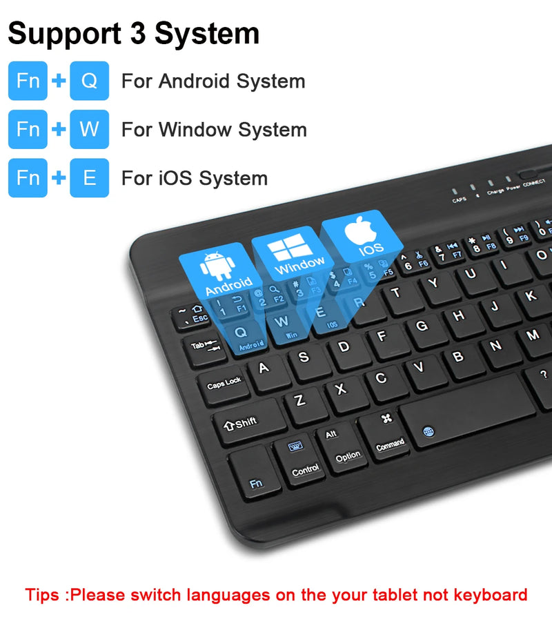 Wireless Bluetooth Keyboard for iOS, Android, Windows in Spanish 