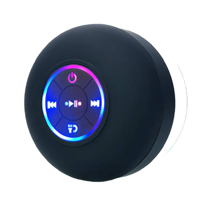 Altavoz Bluetooth Portátil IPX4 Impermeable con Luces LED y Ventosa, Sonido Estéreo para Baño y Exterior