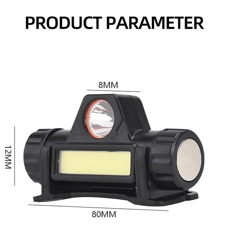 Linterna Frontal LED Recargable USB COB, Super Brillante, Impermeable y Magnética