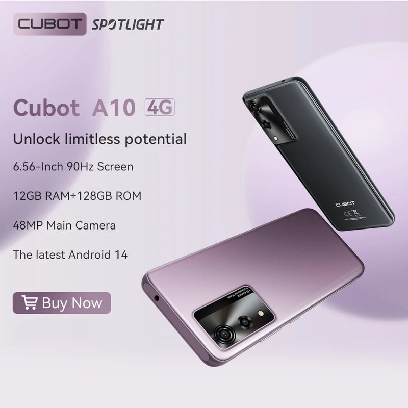 Cubot A10 con 4GB RAM/ 128GB ROM Pantalla de 6,56" 90Hz 5100mAh 48MP