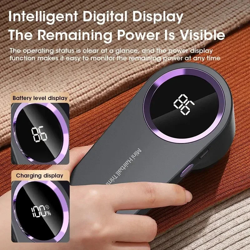 Removedor de Pelusa Digital LED, Quitapelusas Eléctrico Recargable para Ropa y Tejidos