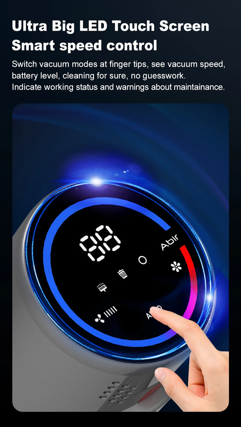 Aspiradora de Mano sin Cable ABIR VC205, 27000Pa con Pantalla Táctil LED