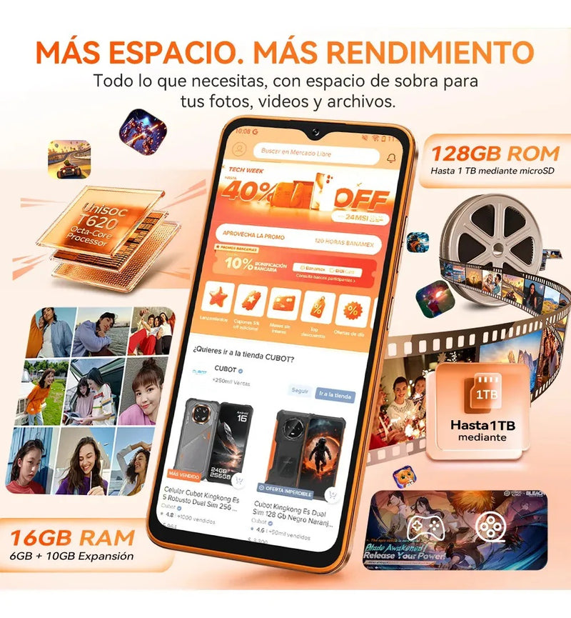 Cubot A50 Dual Sim 128 GB Naranja 6 GB RAM 6.58 Pulgadas NFC Android 16