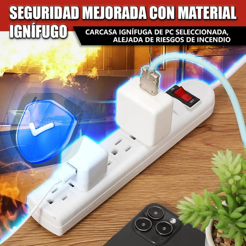 Multicontacto de 6 Tomas Con Cable de 1 m y Protección Contra Sobrecarga