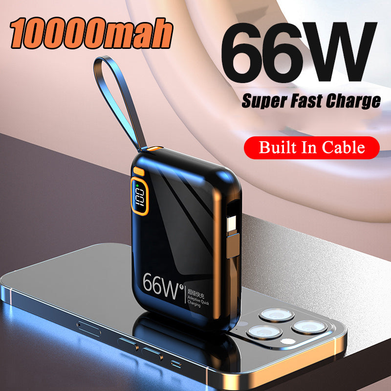 Mini Power Bank Portátil de 10000 mAh con Cable USB a Tipo C Desmontable