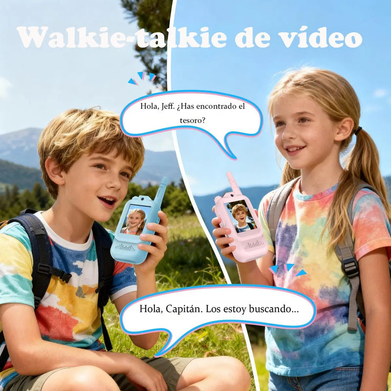 Walkie Talkie para Niños Pack de 2 con Video Recargable y Pantalla