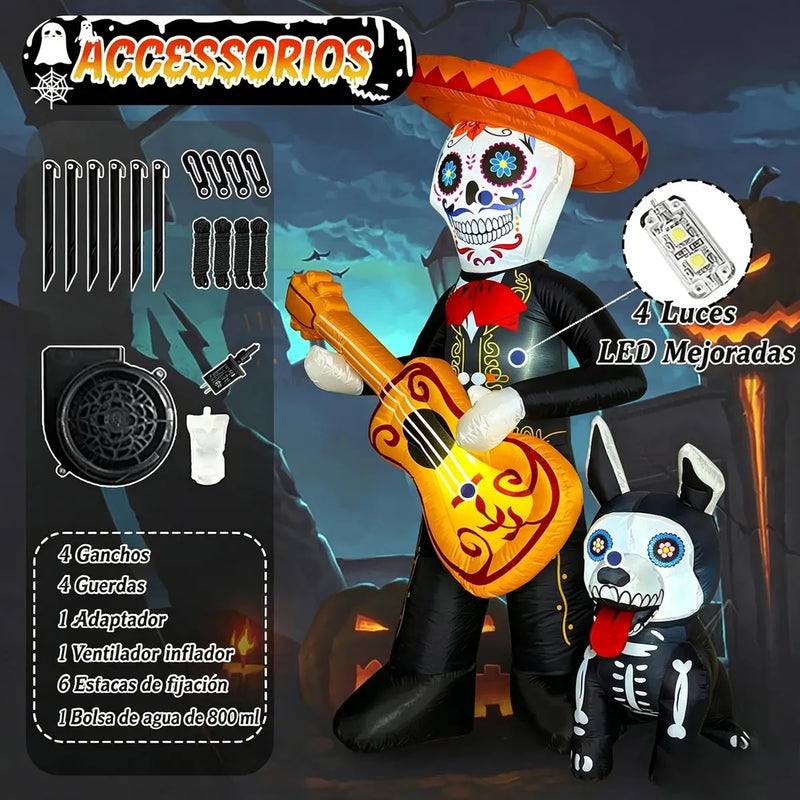 Inflable de Día de Muertos Decoración Exterior 1,8M