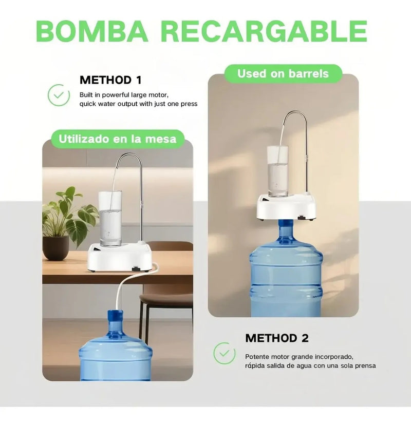 Dispensador de Agua Eléctrico Bomba, Recargable y Portátil