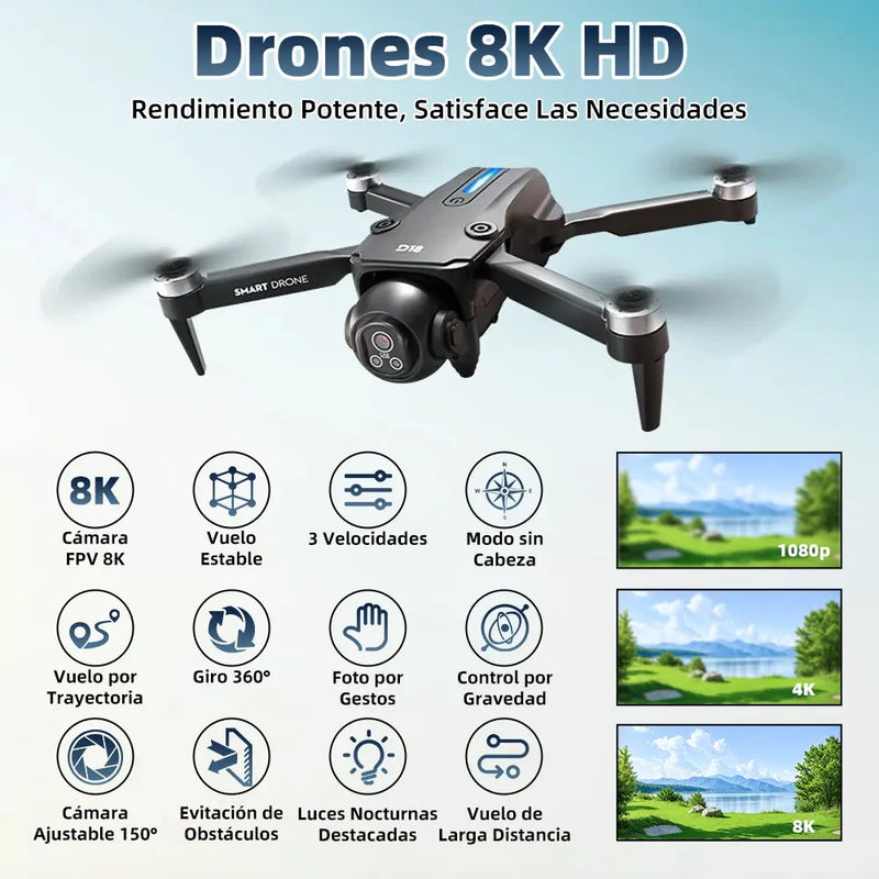 Drone Ourlife Cámara 8k Pantalla Control Remoto 3 Baterías