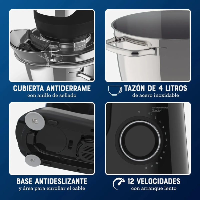 Batidora Oster 12 Velocidades Tazón de Acero Inoxidable de 4lt