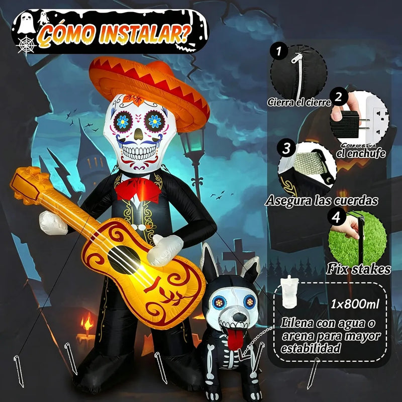 Inflable de Día de Muertos Decoración Exterior 1,8M