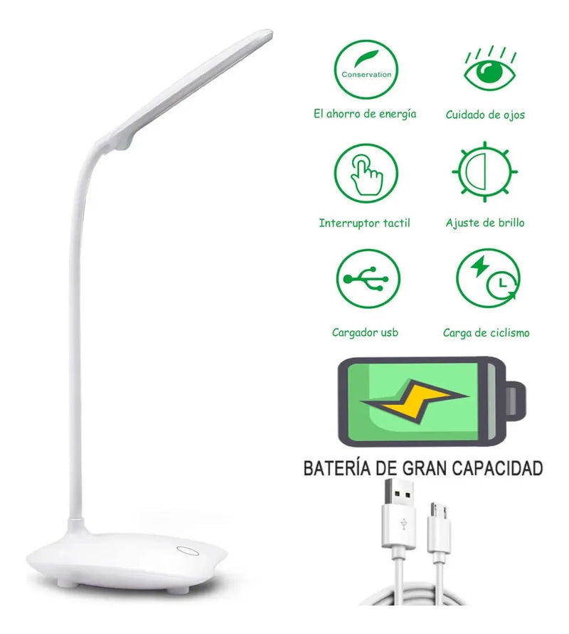Lámpara LED Escritorio Ajustable Recargable USB para Lectura