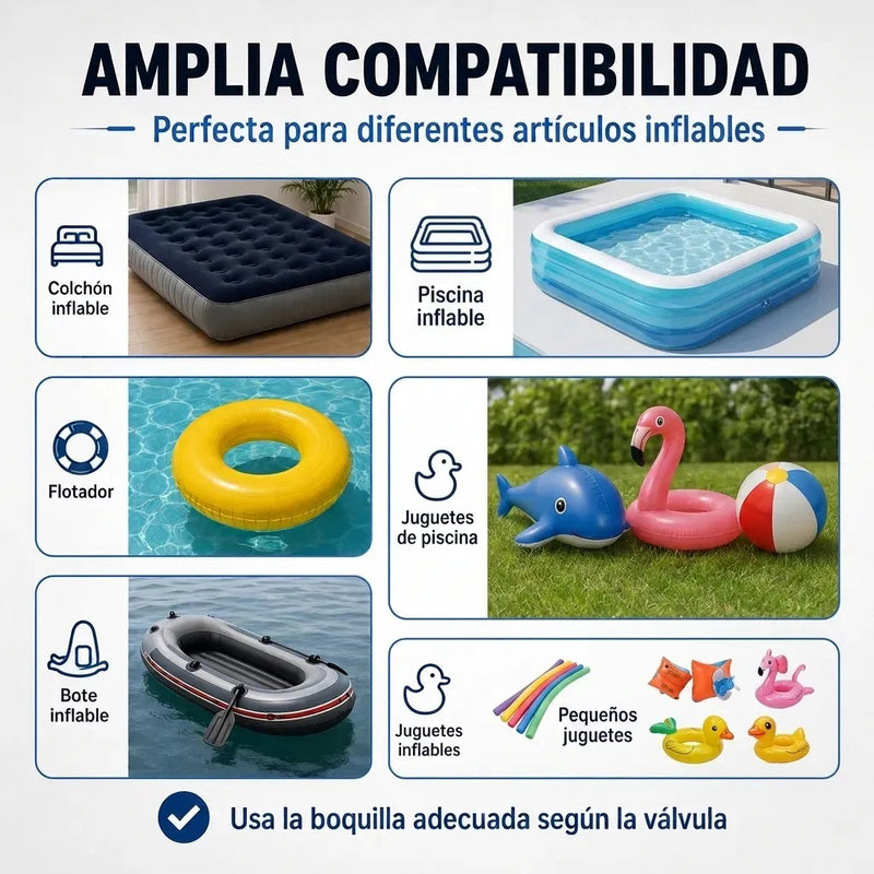 inflador electrico 160 W con 3 boquillas