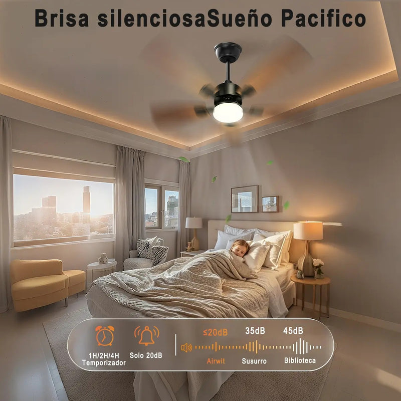 Ventilador de Techo Moderno con Luces LED de 5 Aspas