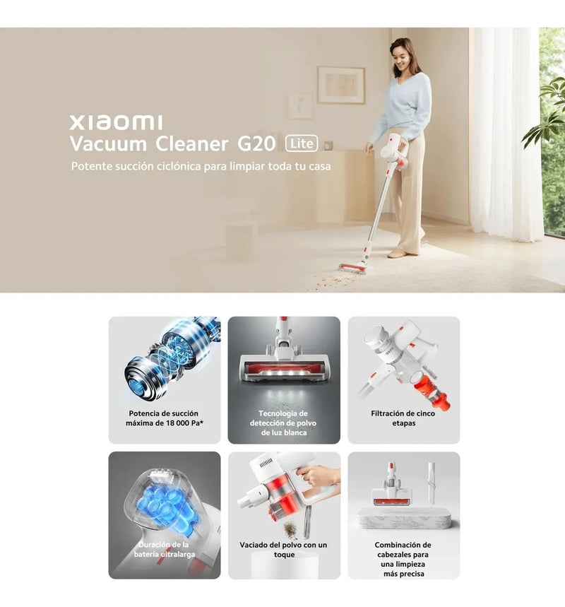 Aspiradora Inalámbrica Vertical Xiaomi Vacuum G20 Lite 18000Pa