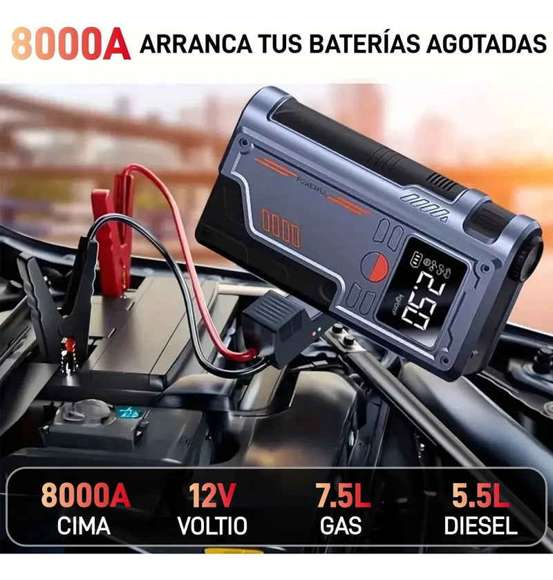 Arrancador de Batería/Compresor De Aire 12V Portátil 150PSI con Pantalla Digital