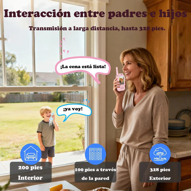 Walkie Talkie para Niños Pack de 2 con Video Recargable y Pantalla