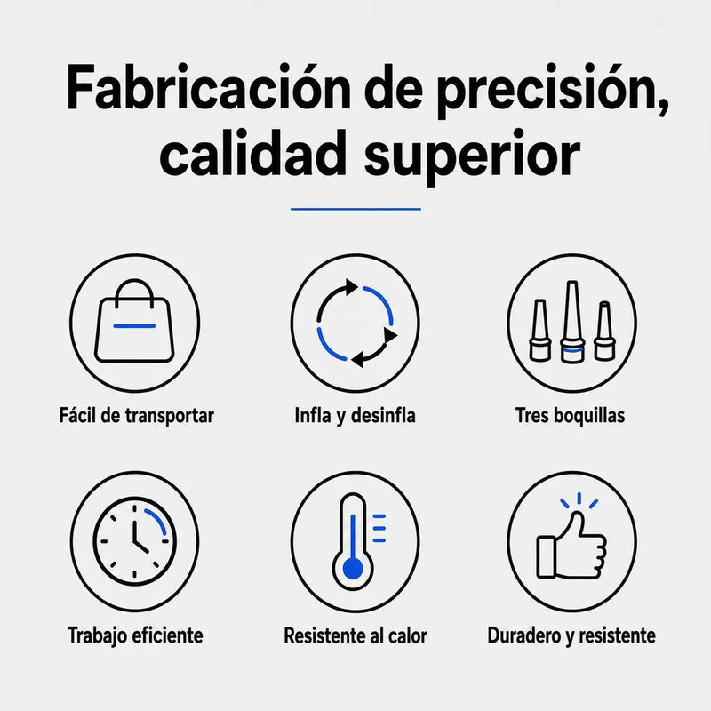 inflador electrico 160 W con 3 boquillas