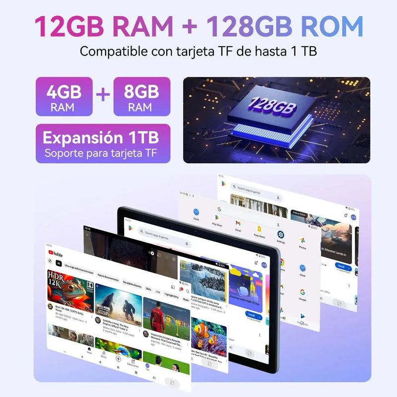 Cubot Tablet Tab 65 Ram 12gb Rom 128gb 10.1" Android 15 con IA Gemini Wif 5G