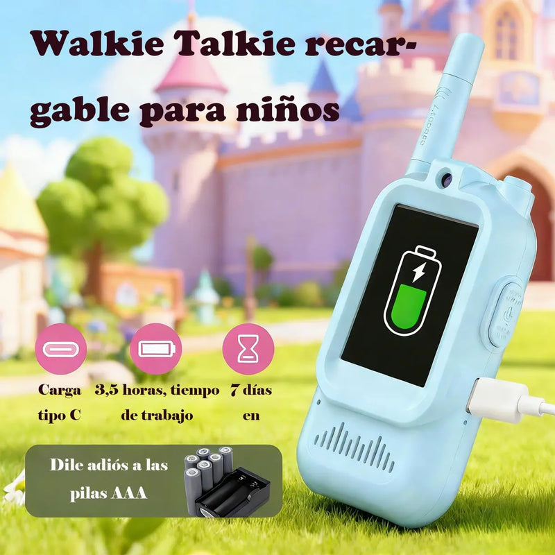 Walkie Talkie para Niños Pack de 2 con Video Recargable y Pantalla