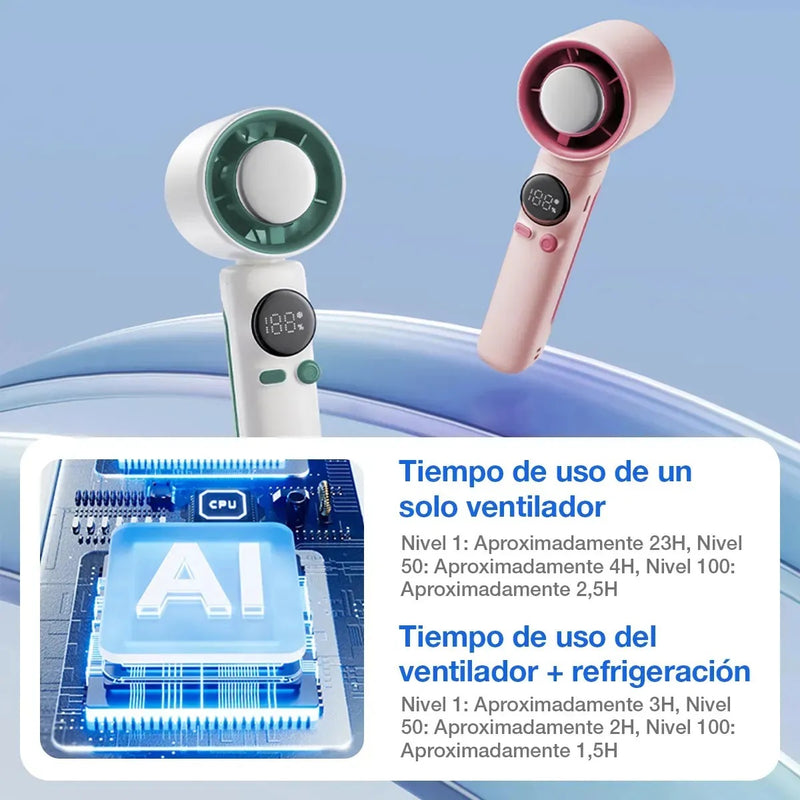 Ventilador Portátil de Mano Recargable con Pantalla Digital LED