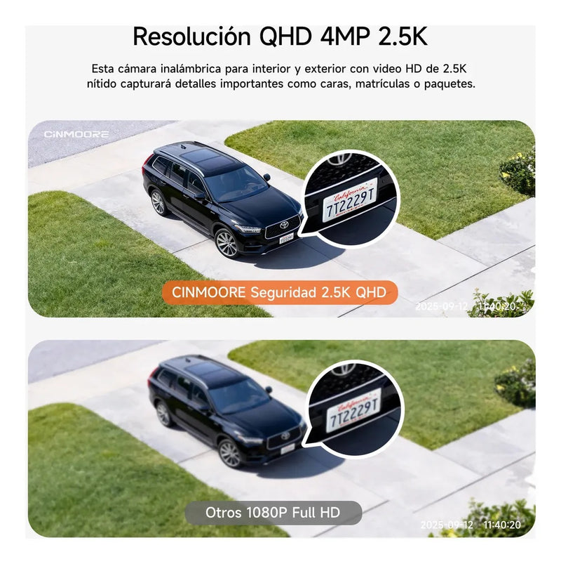 Cámara Vigilancia Wifi 4MP Batería Exterior sin Cables