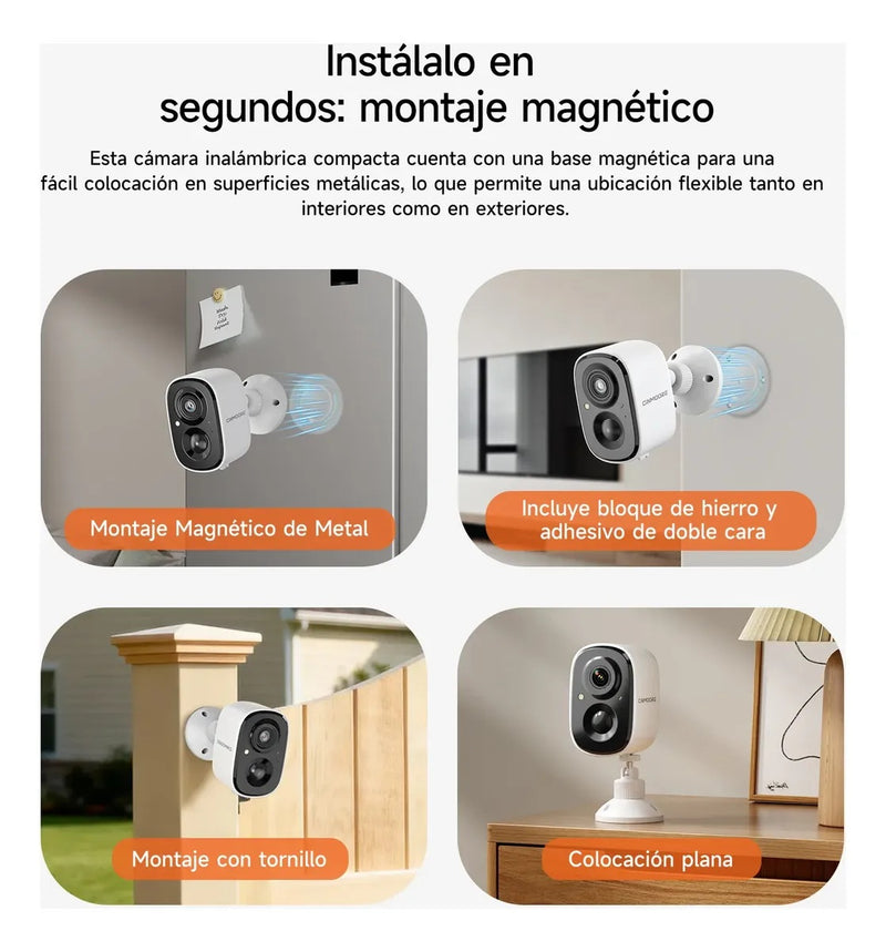 Cámara Vigilancia Wifi 4MP Batería Exterior sin Cables