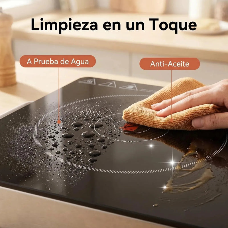 Parrilla de Inducción Trench Portátil con 1 Quemador Negro y Temporizador