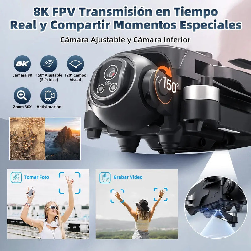 Drone Ourlife Cámara 8k Pantalla Control Remoto 3 Baterías